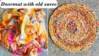 Door Mat From Old Saree  How to Easily Make a Door Mat Reuse Your Old Clothes [upl. by Breban192]