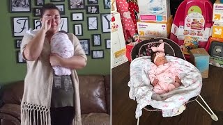 Mom Cries Tears Of Joy As Secret Santa Surprises Her With Gifts For Adopted Baby [upl. by Peggi183]