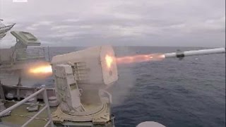 US Navy RIM116 Rolling Airframe Missile Live Fire [upl. by Yracaz]