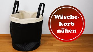 Wäschekorb nähen mit herausnehmbarem Futter  DIY RiesenUtensilo nähen [upl. by Aisanahta]