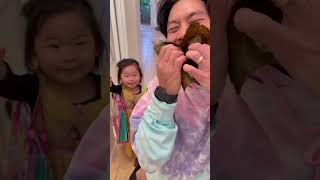 Toddler was shocked that her dad ate the seaweed without sharing [upl. by Kinna]