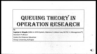 Queueing Theory in Operation Research PartI [upl. by Zulaledairam]