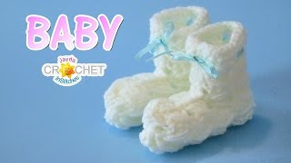 Vintage Baby Booties Crochet Pattern amp Tutorial  Cross Back Stitch [upl. by Gretta]