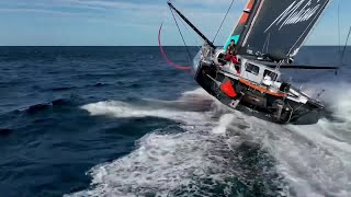 Sailing World on Water NewsNear Leg 3 Finish in Itajai Brazil And its close Malizia in Front [upl. by Lenoel287]