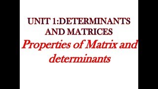 Unit 1 Matrix Properties of matrix and determinant in Tamil [upl. by Laforge958]