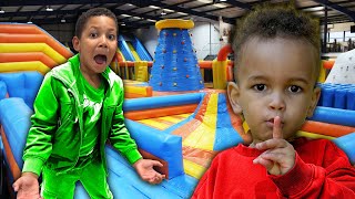 EXTREME HIDE amp SEEK IN A INFLATABLE PARK RAW UNEDITED FAMILY VLOG [upl. by Kazmirci443]