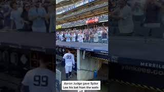 Aaron Judge Gives Spike Lee His Baseball Bat After Walk Off Win [upl. by Aihsekat641]