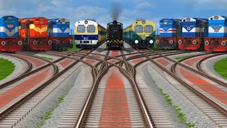 9 TRAINS CROSSING AT CORVED BRANCHED RAILROAD TRICKS RISKY RAILROAD TRICKStrain sim world4مهم [upl. by Ettenhoj320]