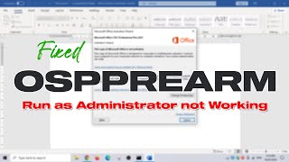 Fix OSPPREARM Run As Administrator Not Working [upl. by Livingston744]