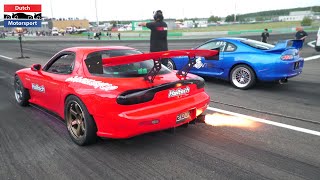 JDM Cars Drag Racing  3Rotor Turbo RX7 1300HP Skyline GTR Supra Stagea 2000HP GTR Lancer Evo [upl. by Ahsinrev521]