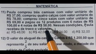 5 QUESTÕES DE CONCURSO DE MATEMÁTICA BÁSICA RESOLVIDA  SP Questão 11 até 16 [upl. by Esilenna]