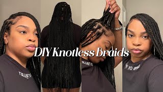 HOW TO DIY SMEDIUM KNOTLESS BRAIDS  HOW TO PART [upl. by Cowen370]