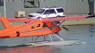 Lake Hood Anchorage Alaska from May 12th 2021 half truck puts ski plane into the water [upl. by Atilek]