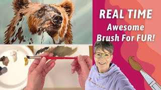 BEST Painting FUR REAL TIME Deerfoot Stippler Brush Demo Stray Hairs amp Wiskers too By Annie Troe [upl. by Bega395]