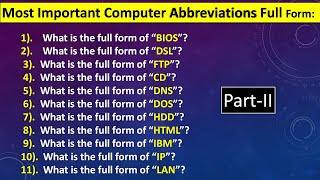 Most Important Computer Abbreviations full form  Full form of Computer abbreviations [upl. by Annahaj436]