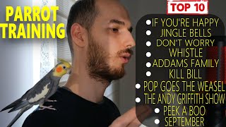 TOP 10 PARROT TRAINING SONGS EVERWhistle TrainingTeach Your BirdCockatiel SingingBudgie [upl. by Asilanna]