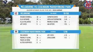 Vic Prem Cricket  Kookaburra Womens Firsts T20  Rd6  Melbourne v Essendon Maribyrnong Park [upl. by Walter]