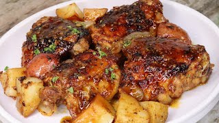 Honey Garlic Baked chicken Thighs Recipe  How To Make Oven Baked Honey Garlic Chicken Thighs [upl. by Etteve]