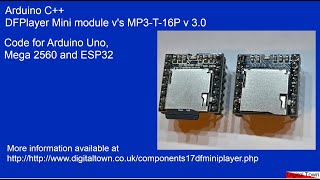 Arduino C DFPlayer Mini module vs MP3T16P v 30 [upl. by Artina]