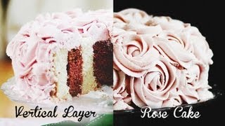 VERTICAL Layer Rose Cake quotSurprise Insidequot Tutorial [upl. by Nerad]