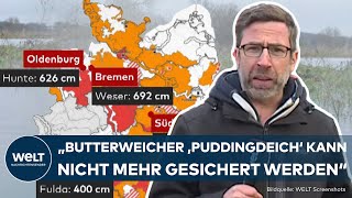 HOCHWASSER IN DEUTSCHLAND Neuer Dauerregen und mobiler Deich in Oldenburg – Lage bleibt kritisch [upl. by Leraj]