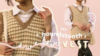 i crochet the pinterest houndstooth sweater vest [upl. by Ahtnahc]