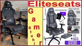 ELITESEATS Gaming Stuhl  Atmungsaktiv mit Fußstütze amp 4D Armlehnen  ergonomischer Gamer Stuhl Test [upl. by Collyer]