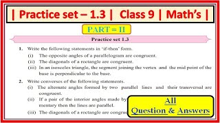 Practice set 13 class 9 maths  practice set 13 std 9th  Part 2  Maharashtra sate board [upl. by Eadith]