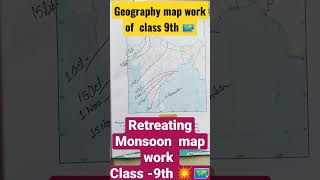 Retreating Monsoon map work Geographymapshortvedio [upl. by Lahcym729]