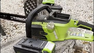 Greenworks 40V Brushless Cordless Chainsaw Great For Tree Felling Limbing Pruning and Firewood [upl. by Ardnaeel]