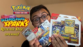 Pokémon TCG Surging Sparks release day opening ⚡️ [upl. by Ellerrehc]