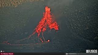 Jun 10 2023 Burst of lava ejects from lava cone at Kilauea [upl. by Arrio742]