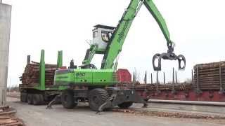 SENNEBOGEN  Timber Handling 830 Mobile Trailer machine in timber logistics Germany [upl. by Laux540]