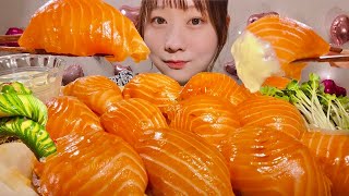 ASMR Giant Salmon Sushi【Mukbang Eating Sounds】【English subtitles】 [upl. by Pavlov822]