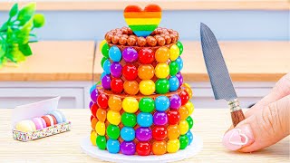 Miniature Rainbow Chocolate Cake Decorating 🌈 Amazing Rainbow KitKat Cake Decorating By Baking Yummy [upl. by Aneela]