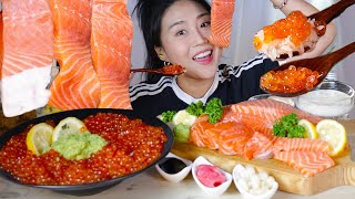 MUKBANG 연어amp연어알 15kg 먹방🧡🐟 연어회 Salmon Sashimi amp Salmon Roe asmr real sound eating [upl. by Adnofal960]