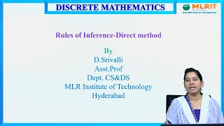 LEC12 Discrete mathematics  Rules of Inference  Direct method Continued by Ms D Srivalli [upl. by Bromleigh284]