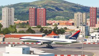 Very Low Before Landing Boeing 777 Delta At Gibraltar Airport [upl. by Lorrie]