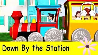 Down By The Station  Family Sing Along  Muffin Songs [upl. by Lashonda]