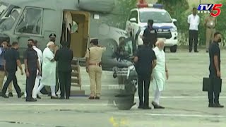 Indian Prime minister Narendra Modi Security convoy and Helicopter Visuals  TV5 News Digital [upl. by Northway347]