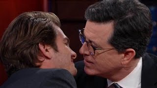 Watch Andrew Garfield Recreate His Golden Globes Kiss With Ryan Reynolds With Stephen Colbert [upl. by Celie]