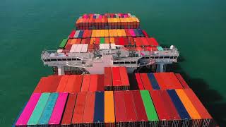 《航拍貨船》ONE Cygnus  HMM Stockholm big container ships Hong Kong Lamma Channel [upl. by Ulphi999]