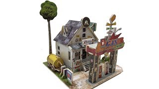 Rolife 3D Wooden Puzzle DIY Assembly F137 Gas Station [upl. by Kehsihba]