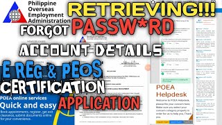 HOW TO RETRIEVE FORGOT EMAIL amp EREG NO  PEOS AND E REG ONLINE SERVICES APPLICATION CERTIFICATION [upl. by Alel17]