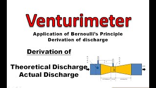 Venturimeter  Application of Bernoullis Principle  Derivation of Discharge In Hindi [upl. by Clarkin]