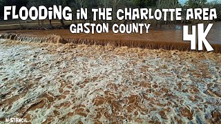 Flooding in the Charlotte Area  Gaston County 4K DJI Mavic Air 2S Drone Footage Major Flooding [upl. by Bevis99]