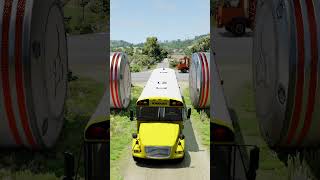 School Bus amp Mixed Color Buses Vs Bollards Crush shorts beamngdrive bus [upl. by Abel756]