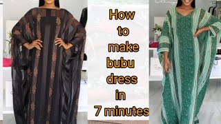 How to cut and sew bubu kaftan dress in 7 minutes Nelostitches [upl. by Hudnut]