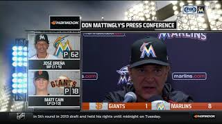 Don Mattingly  Miami Marlins vs San Francisco Giants postgame 81617 [upl. by Eatnad]