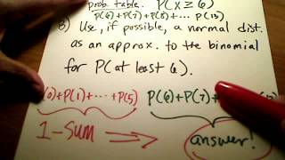 Stats Approximating a Binomial Prob Distribution using a Normal Distrib Part 2 [upl. by Vassell82]